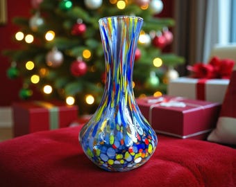 ヴィンテージ ムラーノ ミルフィオリ ガラス 花瓶、ハンドメイド