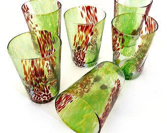 6 Glass Drink Glasses "I Colori di Murano" NAÏF-107-13-11