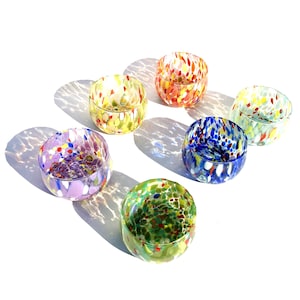 6 COLOMBINA BOWLS in Glass Blown and Handcrafted with Murano Murrine, “I Colori di Murano” line Made in Italy