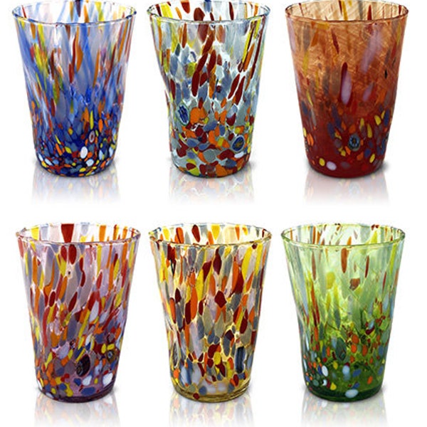 6 verres à boisson en verre "Les couleurs de Murano". BIB-MIX