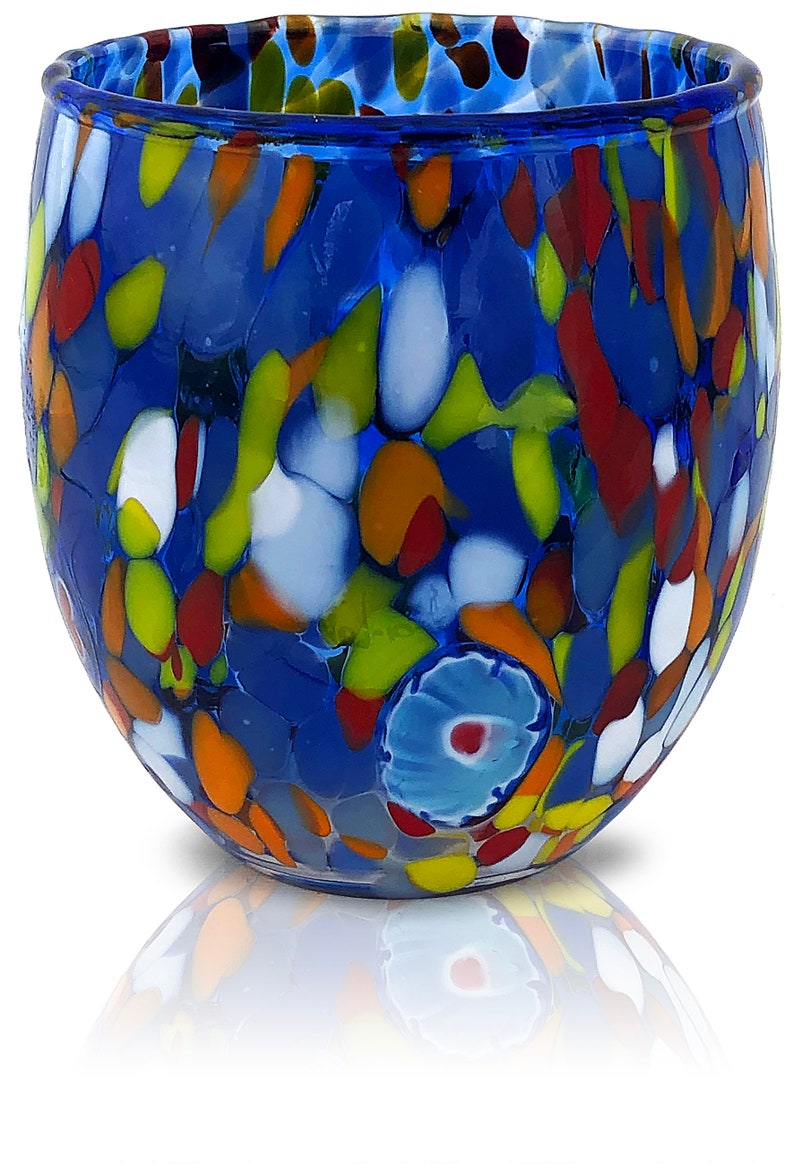 6 Murano style stained glass water glasses CLASSIC model. Etsy