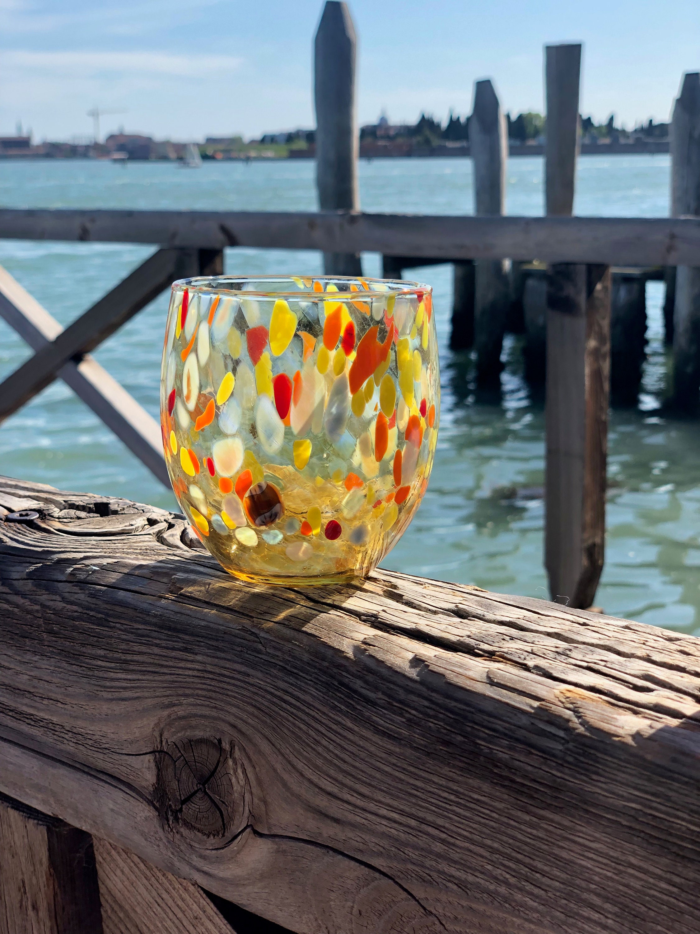 Stemless Murano Wine Glasses - Set of 4