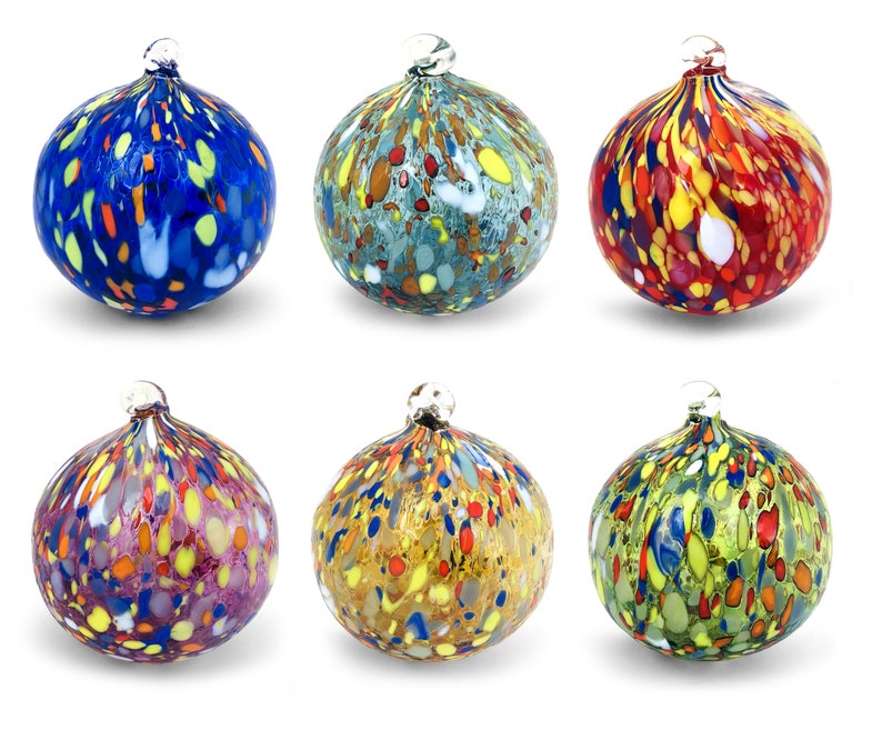 6 boules de Noël en verre Les Couleurs de Murano, avec un élégant coffret cadeau. Soufflé et travaillé à la main. image 2