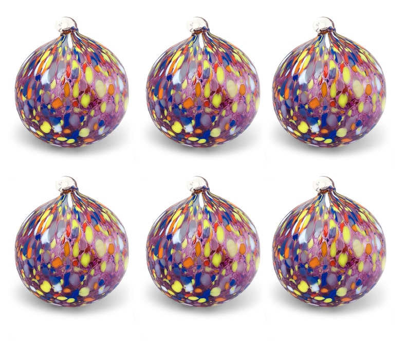 6 boules de Noël en verreLes couleurs de Murano. Soufflé et fabriqué à la main. Des décorations raffinées pour décorer votre sapin de Noël Violet