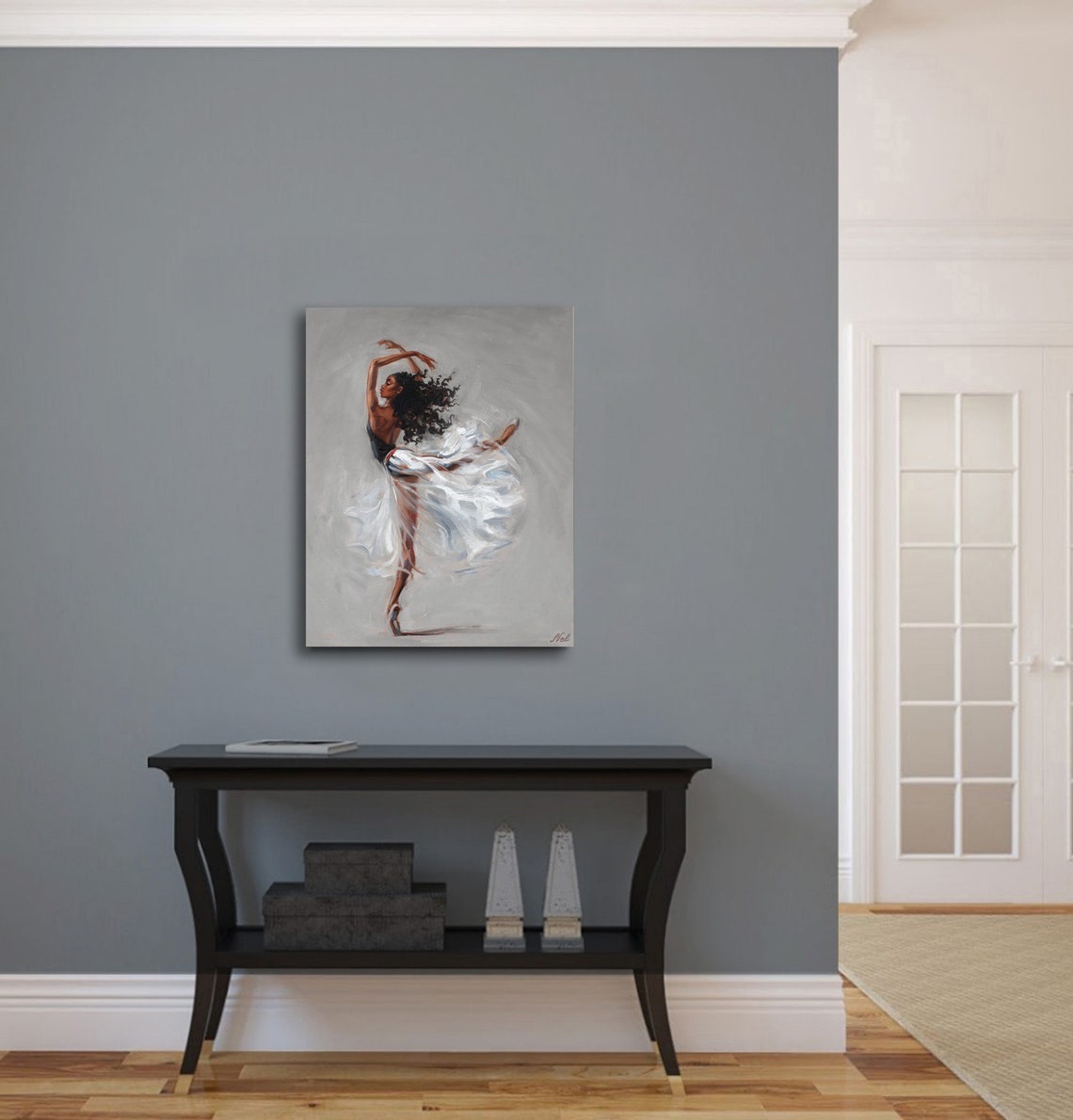 Black Ballerina Print Canvas Ballet Dancer Wall Art Painting Etsy