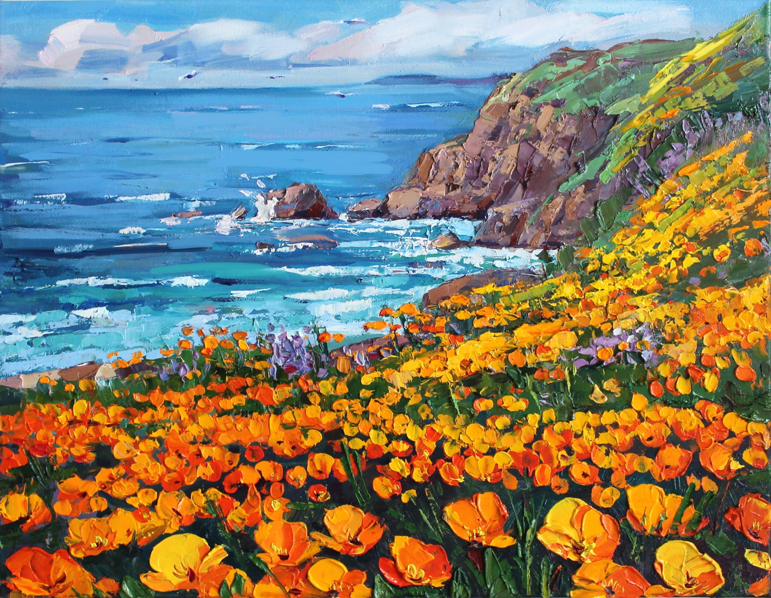 California Poppy Painting Landscape Original Art Impressionist | Etsy