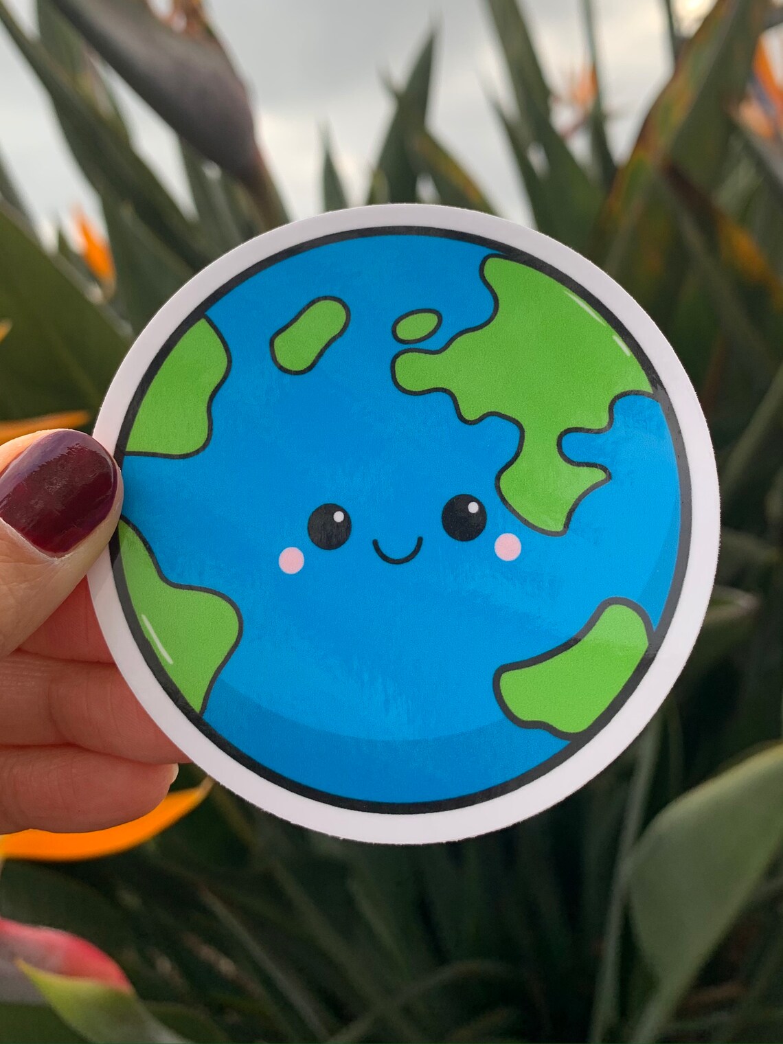 Earth Sticker |glossy Vinyl Sticker | Kawaii Earth Sticker | Cute Earth ...