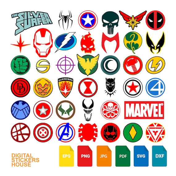 40 Marvel Super Hero Logo SVG Clipart and Cricut Degigns | Etsy