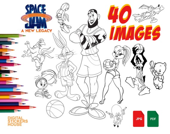 space jam 2 new legacy printable tune squad coloring page 40 etsy