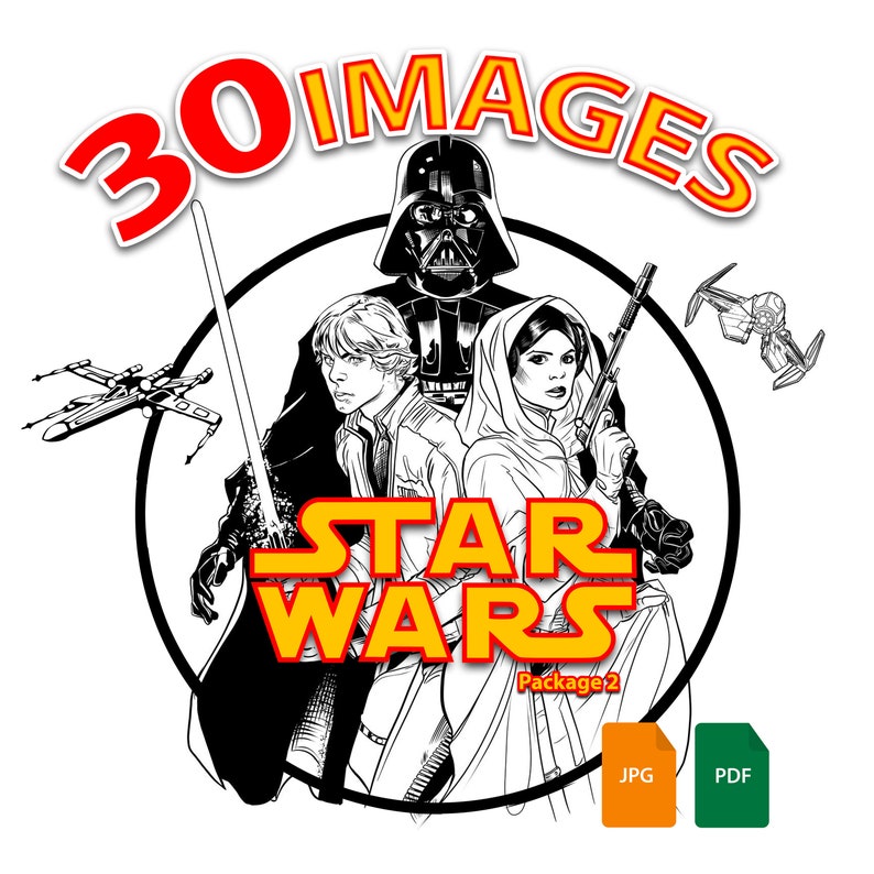 Pdf And Jpg Star Wars Printable Coloring Page 30 Coloring Pages Package 2 Digital Art Collectibles Keyforrest Lt
