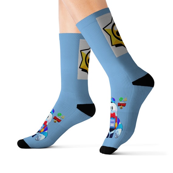 Brawlstars Lou Character Printed Light Blue Sublimation Socks Etsy - socks brawl stars