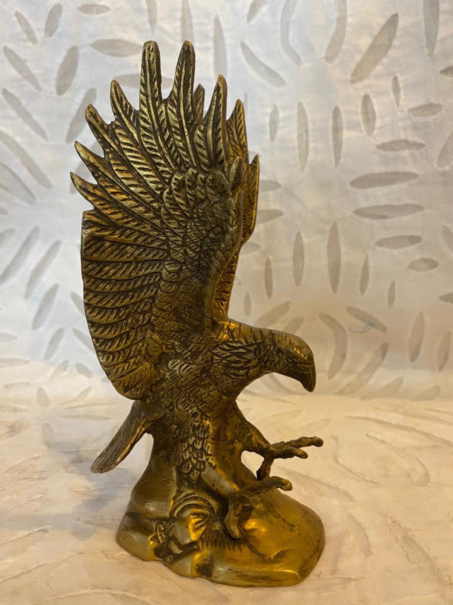 Large Brass Eagle Statue Sculpture Polished Vintage Bird Etsy