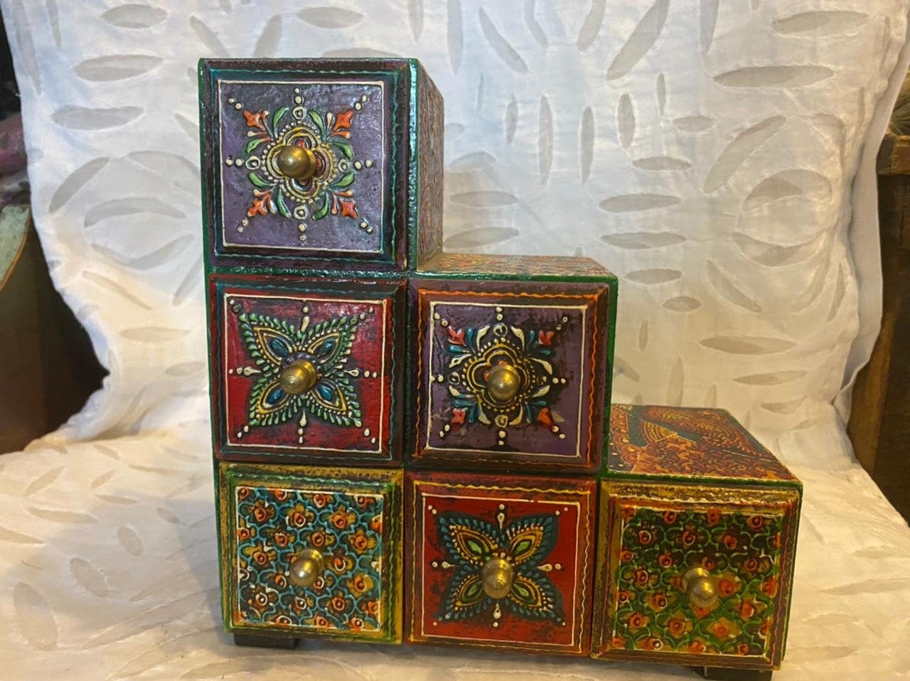 Hand Painted Wooden Jewellery Box Jewellery Chest Six Etsy