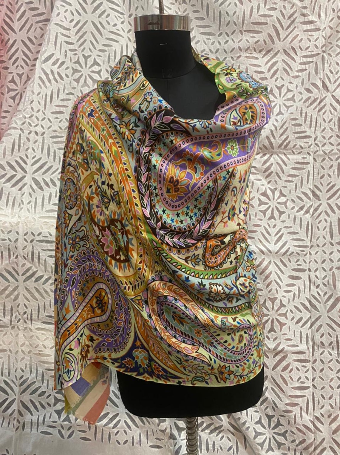 Digital Print Silk & Cashmere Shawl Cashmere Shawl Printed Etsy