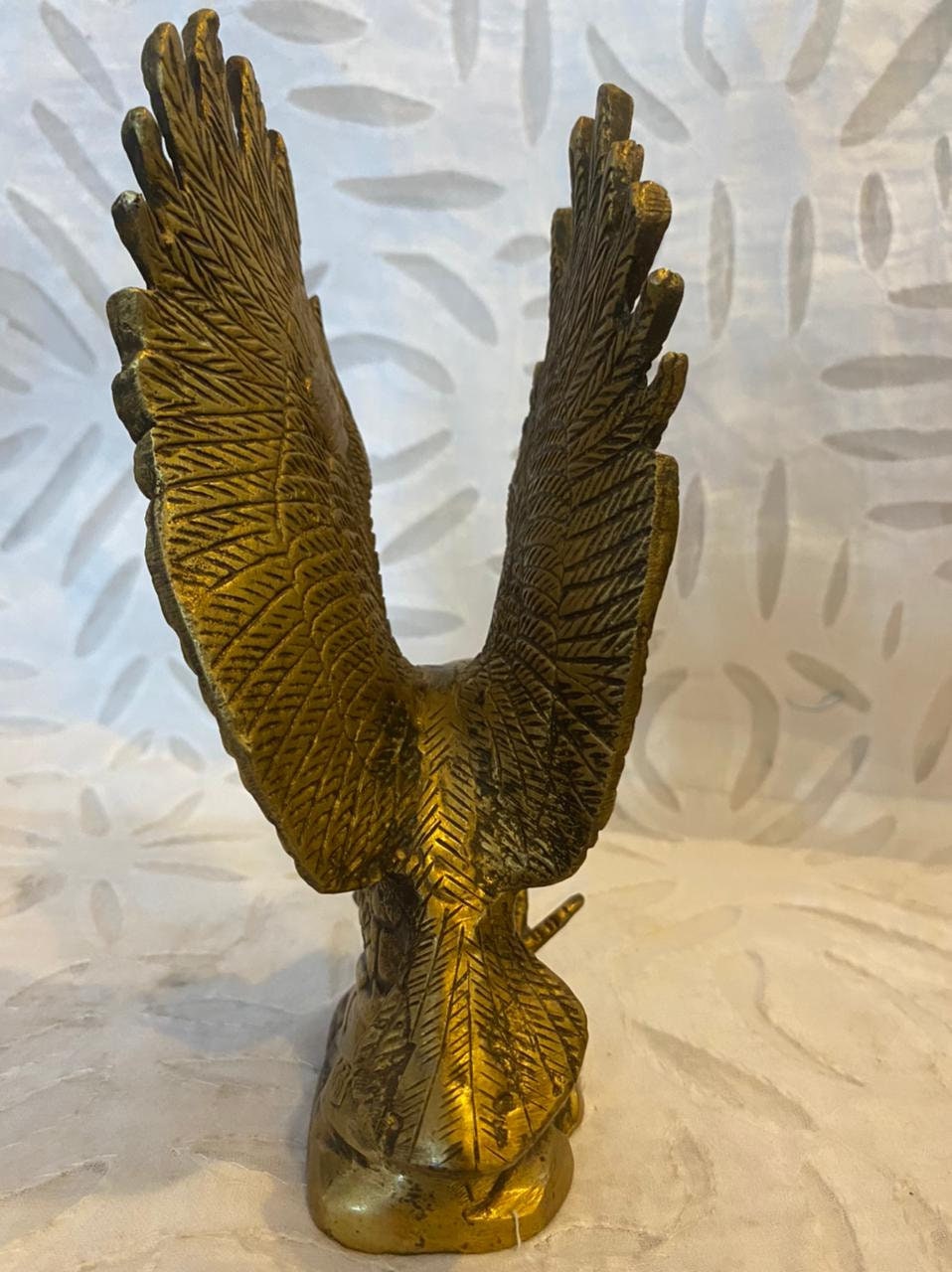 Large Brass Eagle Statue Sculpture Polished Vintage Bird Etsy