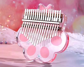 21 Key Cute Animal Shaped Transparent Thumb Piano, Kalimba For Beginner, Kids Musical Toys, Cat Claw Shape Kalimba, Gift for Music lover