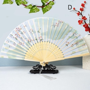 Minimalism Bamboo Fan, Folding Fan With Tassels, Portable Wedding Favor,Handmade Summer Party Fan, Hand Fan - Song of birds,scent of flowers