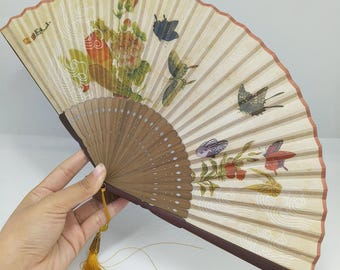 Beautiful Butterfly Hand Fan, Ancient Fabric Handheld Fan, Chinese Style Folding Fan, Party Favor Fans, Summer Fans, Clothing Accessories