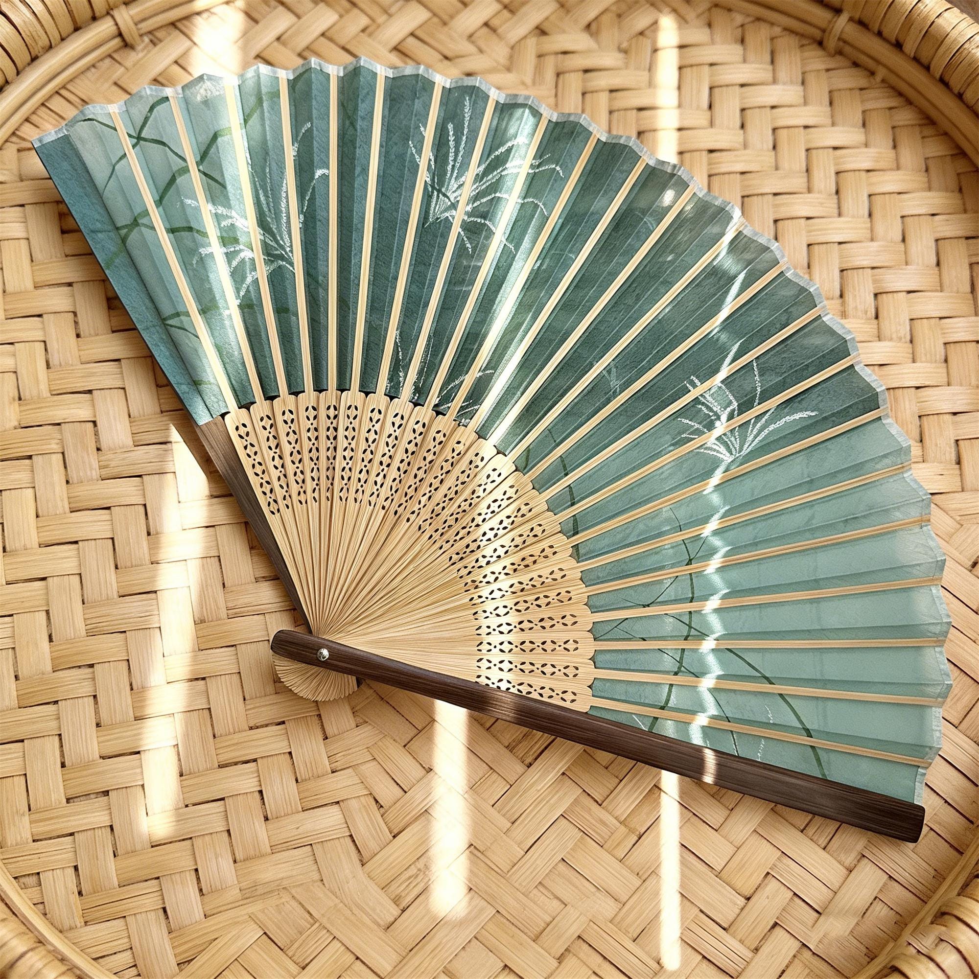 Reed Fans Vintage Reed Bamboo Fan,retro Portable Fans,bachelor Party Folding Hand ...