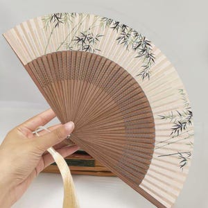 Bamboo Forest in the Rain, Hanfu Folding Fan, Elegant Dancing Handheld Fan, Bamboo Ribs Hand Held Fan, Fan For Wedding, Portable Party Favor