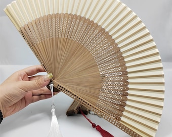 Minimalist Hand Fan, Minimalism Bamboo Ribs Folding Hand Held Fan, Party Favors Wood Handheld Fan,  Bulk Wedding Custom Fans, Gifts for Her