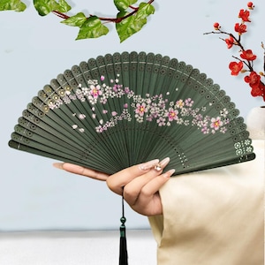 Carved Bamboo Fan, Portable Flower Fans, Hand Held Fan for Beach Party, Picnics Folding Fan, Fan For Wedding, Elegant Dancing Handheld Fans
