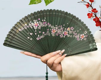 ZIOYA 6 Pieces Bamboo Hand Fan Folding Silk Fabric Women Chinese - Foto 7