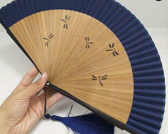 Rustieke stoffen handventilator, antieke bamboe ribbenventilator, klassieke draagbare ventilator, elegante handventilator, feestartikelen, vriendschapsgeschenken, zomerventilator