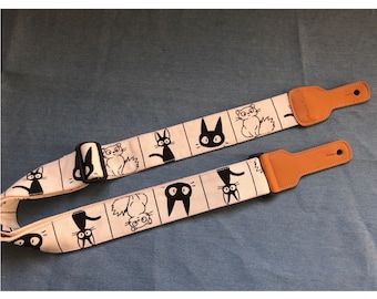 Anime Guitar Strap,Cute Cat Printed Guitar Strap,Guitar Strap,Black Cat Guitar Strap,Guitar Strap,Nylon Guitar Strap,Guitar Anti-skid Strap