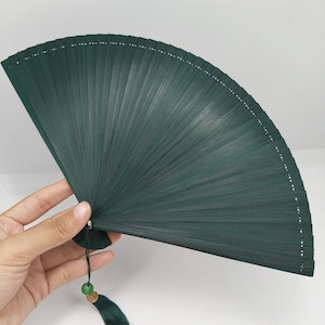 Elegant Minimalism Bamboo Fan, Vintage Green Folding Fan, Antiquity Hand Fan, Wedding Party Favor Fans, Mini Hand Fans, Clothing Accessories