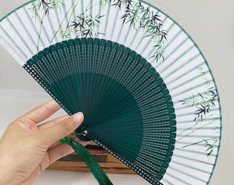 Bamboo Leaves Hand Fan, Portable Gradient Hollow Folding Hand Fans, Elegant Handheld Fan, Chinese Hanfu Accessories, Wedding Party Favor