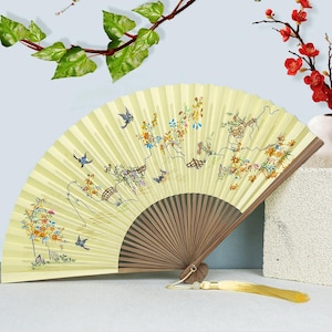 Bamboo Folding Hand Fan, 10 Inch Travel Fan, Paper Fan for Summer Wedding, Fan for Cosplay Use, Party Decor, Outdoor Events, Bridesmaid Gift