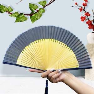Silk Bamboo Folding Fan, Plain Chinese Hand Fan, Elegant Fan For Hanfu Qipao Outfit, Minimalist Party Favor, Dance Prop, Wedding Guest Gift,