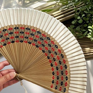 Elegant Bamboo Folding Fan, Modern Geometric Folding Fan, Artistic Gold and Silver Spray Printed Fan, Chic Hand Fan for Travel and Home Use