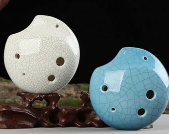 6-hole Ice Cracked Hand-painted  Ceramic Ocarina, Small Ocarina For Beginner, Alto C Ocarina, Children's Musical Instrument, Christmas Gift