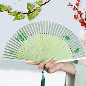 Elegant Printed Silk Folding Fan, Bamboo Travel Fan, Daily Use Handheld Fan, Portable Hand Fan for Sorority Ball Party Gift, Cute Room Decor