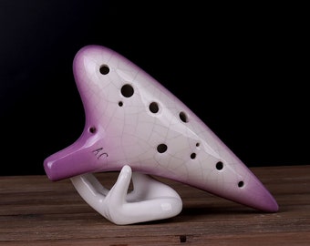 Purple Gradual Ocarina, Alto C Tune 12 hole Ocarina, Music Party Ocarina, Professional Ceramic Ocarina , Musical Instrument Gift