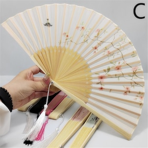 Pastel Floral Folding Fans, Bamboo Ribs Fan, Chinese Hanfu Wood Hand Fan, Wedding Bridal Handheld Fans, Summers Dance Party Favours Gifts