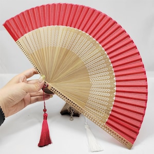 Ventaglio Pieghevole In Bambù - 2 Pezzi Per Matrimoni, Decorazione O Uso Personale - Foto 3