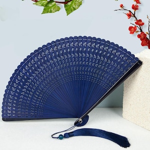 Bamboo Fans with Carving Dragonfly, Hand Fans for Bachelor Party, Elegant Portable Folding Fan, Handheld Fan With Tassels, Summer Prom Fan