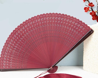 Carved Dragonfly Hollow Fans, Portable Bamboo Fans,Wedding Hand Fan, Party Favors Handheld Fan, Minimalism Folding Fan,Elegant Handmade Fans