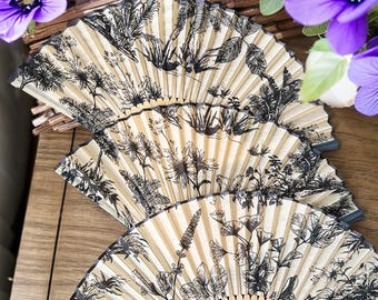 Mystery Hand Fan, Mysterious Garden Aesthetic Bamboo Fan, Random Folding Hand Fan, Elegant Wooden Fan, Wedding Portable Handheld Folding Fan