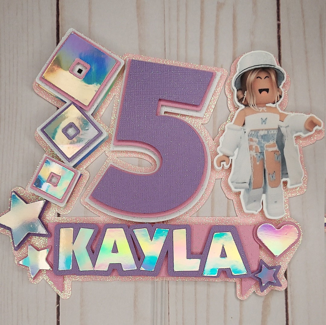 Girl Roblox Birthday Cake Topper Roblox Birthday Girl Party Etsy