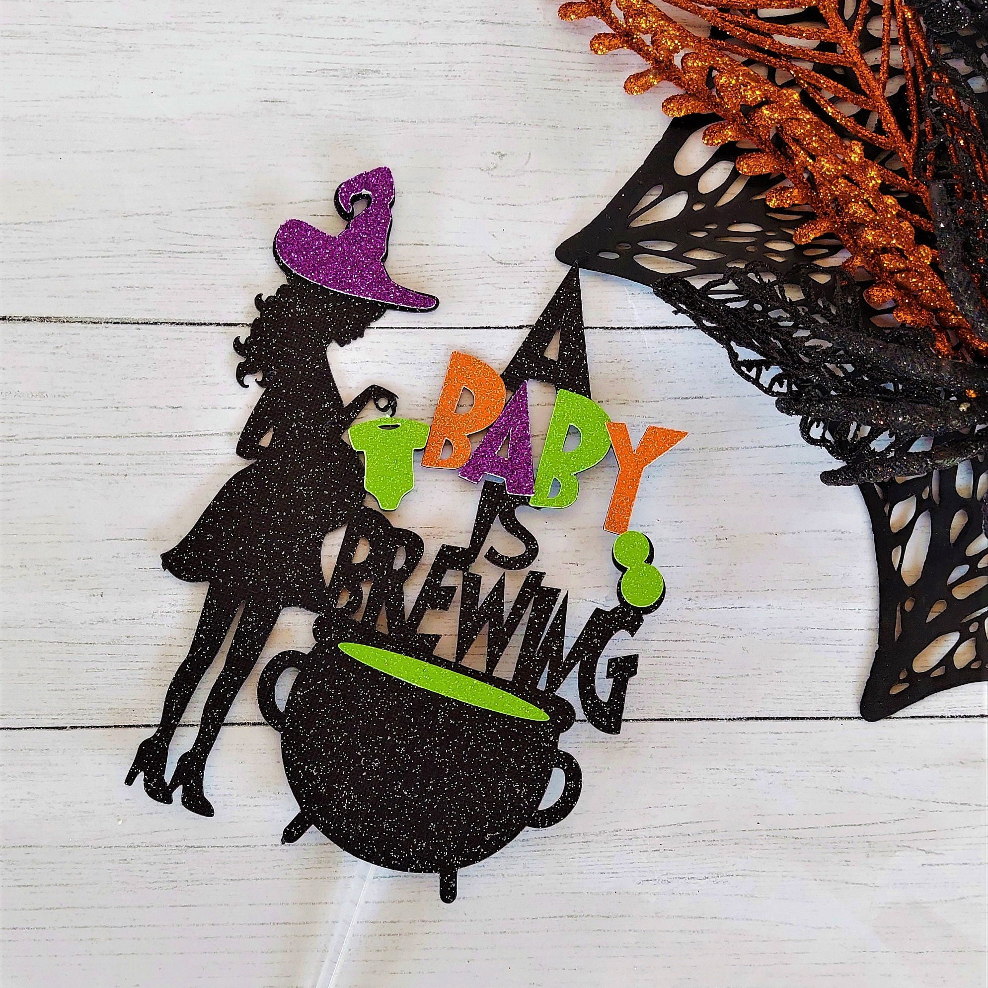 ZZDCMS Baby Is Brewing Cake Topper – Gold Glitter Sign For Baby Showers