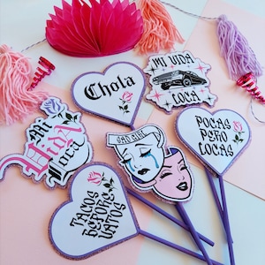 CENTERPIECES Lowrider, Mi Vida Loca Cupcake toppers, Lowrider Theme Party