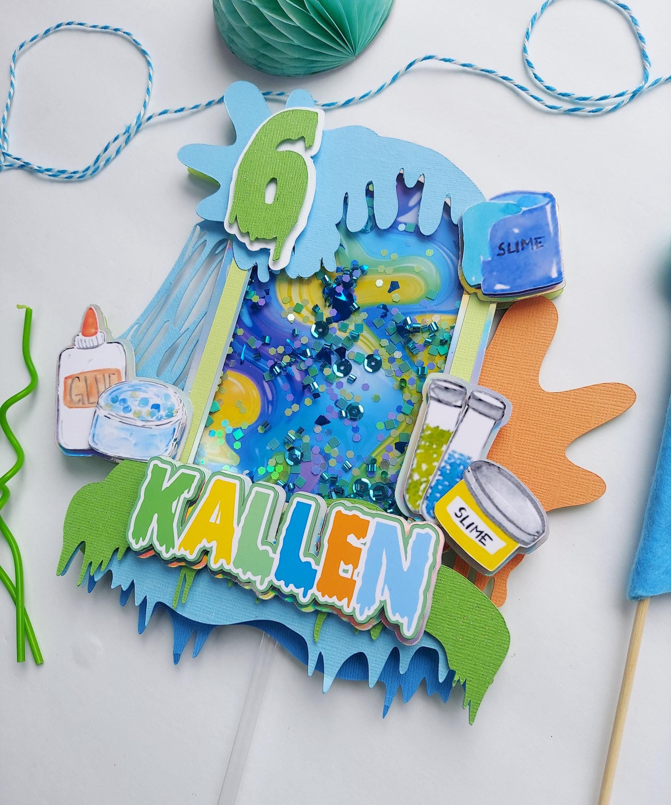 Topper Slime Slime Theme Cake Topper, Cake Topper, Slime Birthday, Slime Cake Topper ...