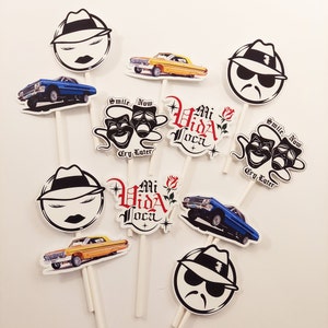 Lowrider, Mi Vida Loca Cupcake toppers, Lowrider Theme Party, Cholo Cupcake Toppers