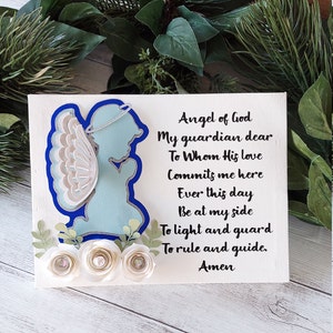 Guardian Angel Prayer Canvas , Angel of God My Guardian Dear, Canvas, Children&#39;s Prayer English, Gift, Shower Gift, Nursery Guardian