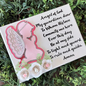 Guardian Angel Prayer Canvas , Angel of God My Guardian Dear, Canvas, Children&#39;s Prayer English, Gift, Shower Gift, Nursery Guardian