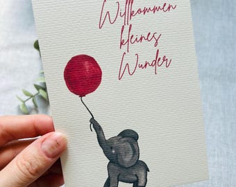 Postkarte zur Geburt „Willkommen kleines Wunder“ – handgemaltes Aquarellmotiv | A6